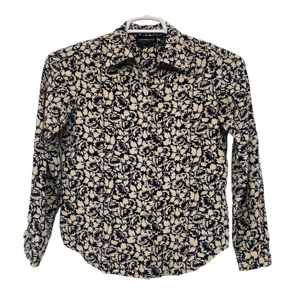 Liz Claiborne Shirt Women’s Floral Career Blouse Top Silk Button Front Petite 0‎ - Picture 1 of 7